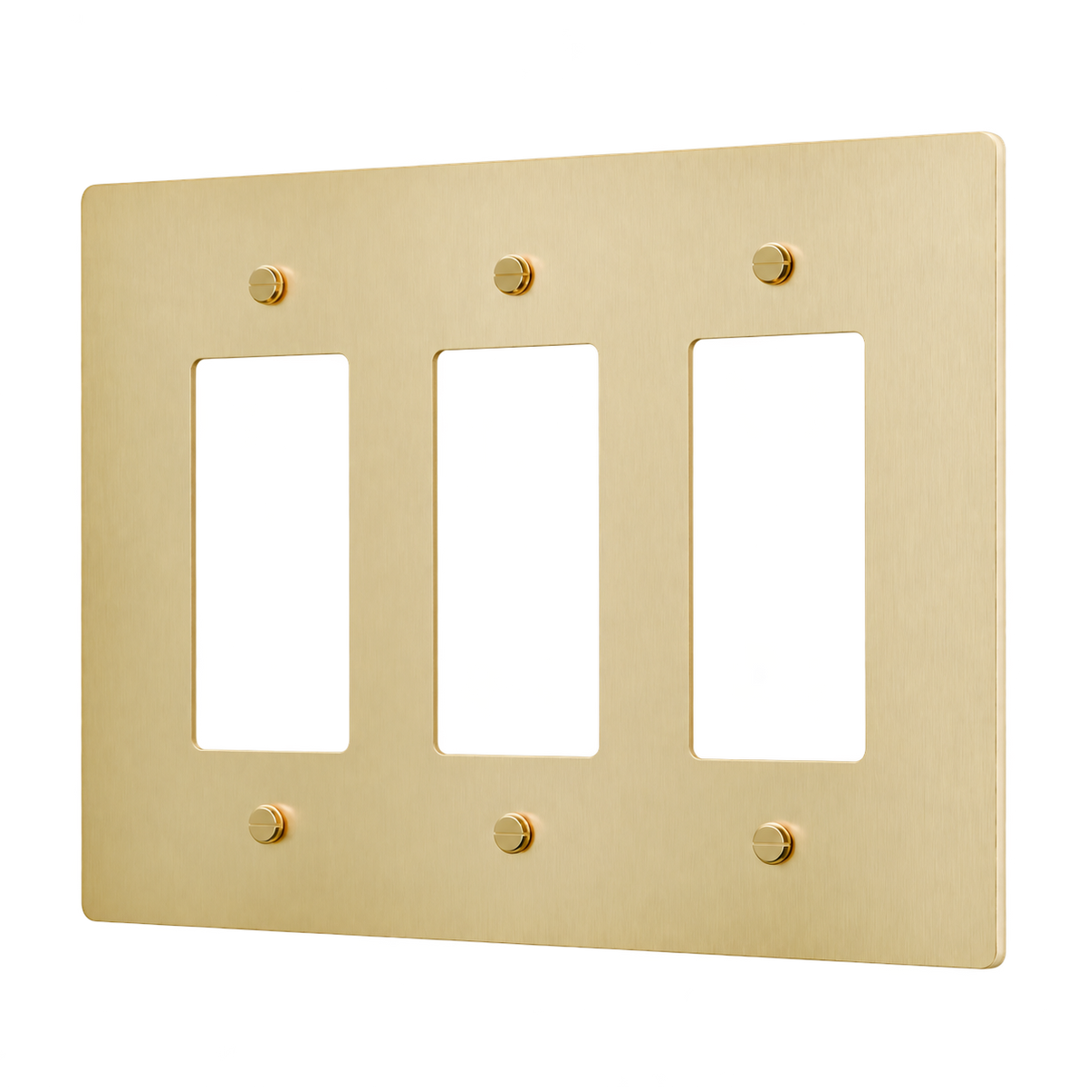 Brass Home Supply 3-Gang Brass Outlet Cover in Satin Brass