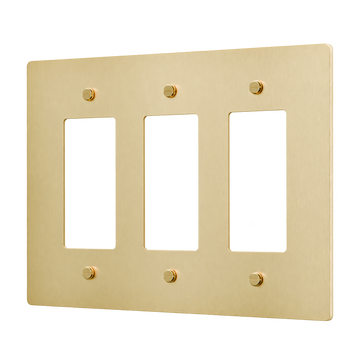 Brass Home Supply 3-Gang Brass Outlet Cover in Satin Brass