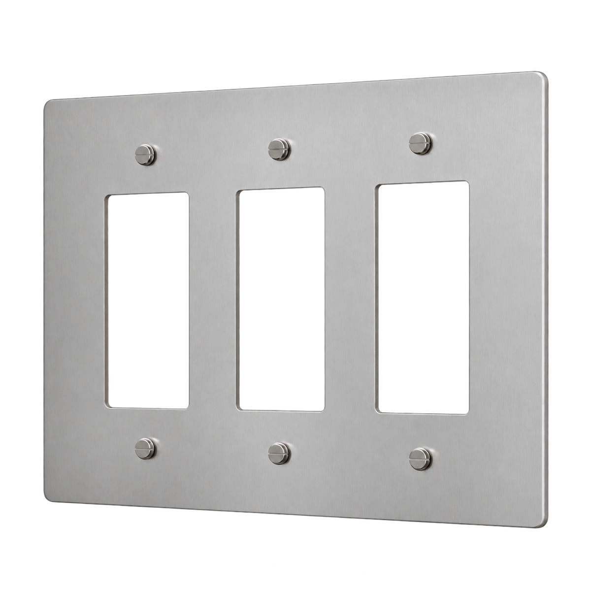 Brass Home Supply 3-Gang Brass Outlet Cover in Stainless Steel