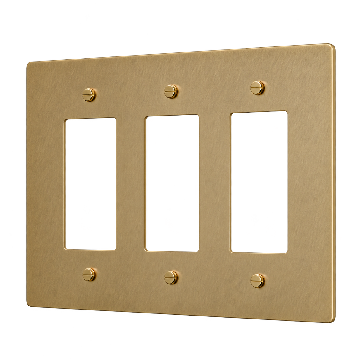Brass Home Supply 3-Gang Brass Outlet Cover in Unlacquered Antique Brass (Hand-Brushed)
