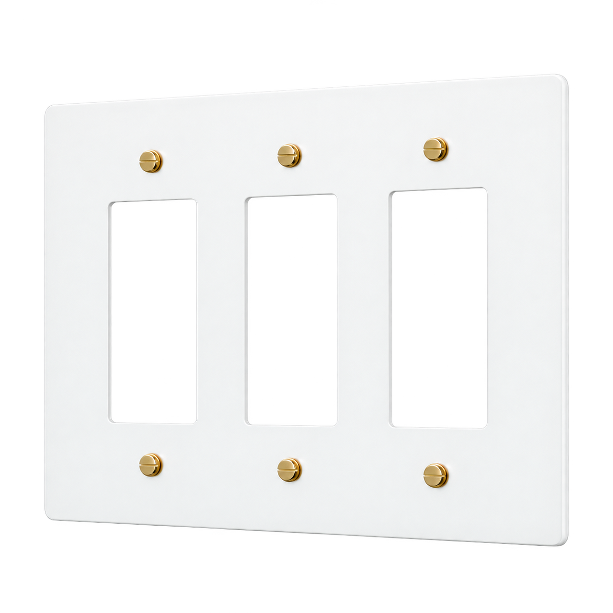 Brass Home Supply 3-Gang Brass Outlet Cover in White