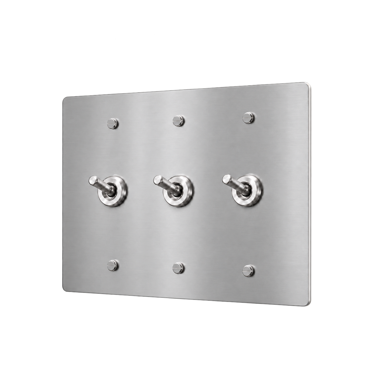 Brass Retro Toggle Switch Plate — 3-Gang — Stainless Steel