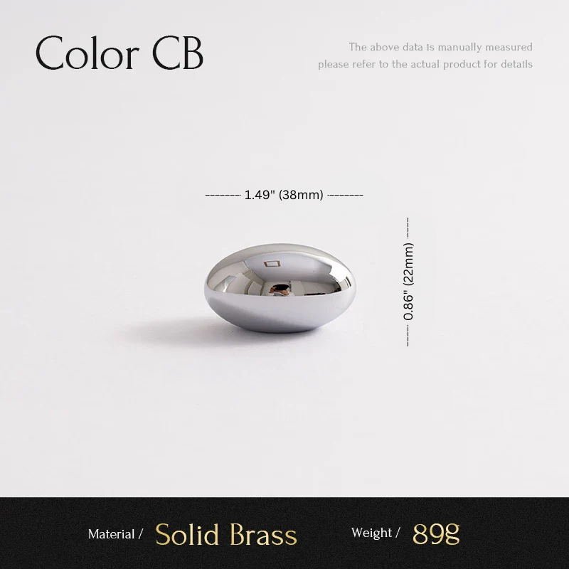 Solid brass object with measurements and material/weight information on a white background