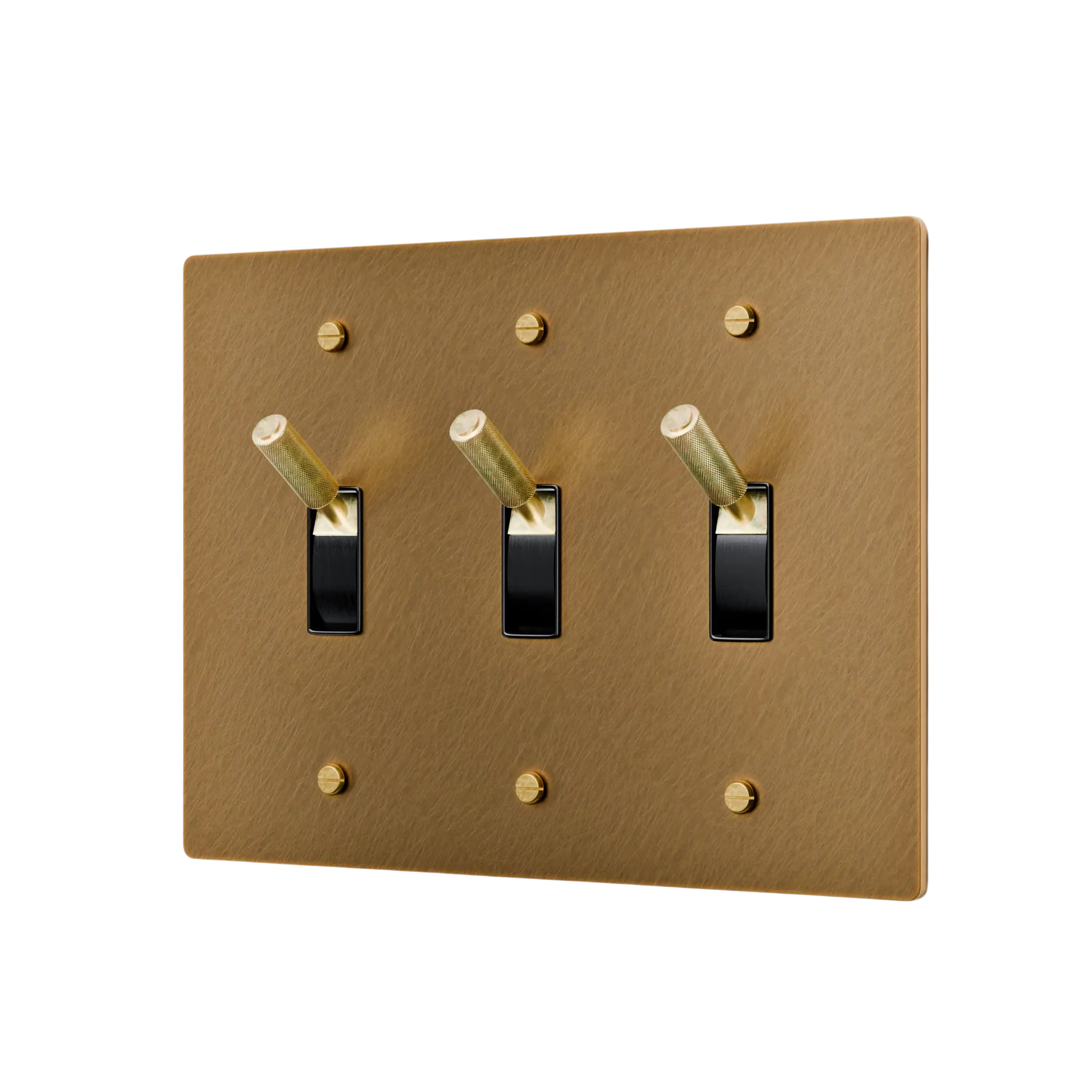 3-Gang Solid Brass Toggle Light Switch