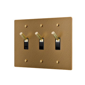 3-Gang Solid Brass Toggle Light Switch