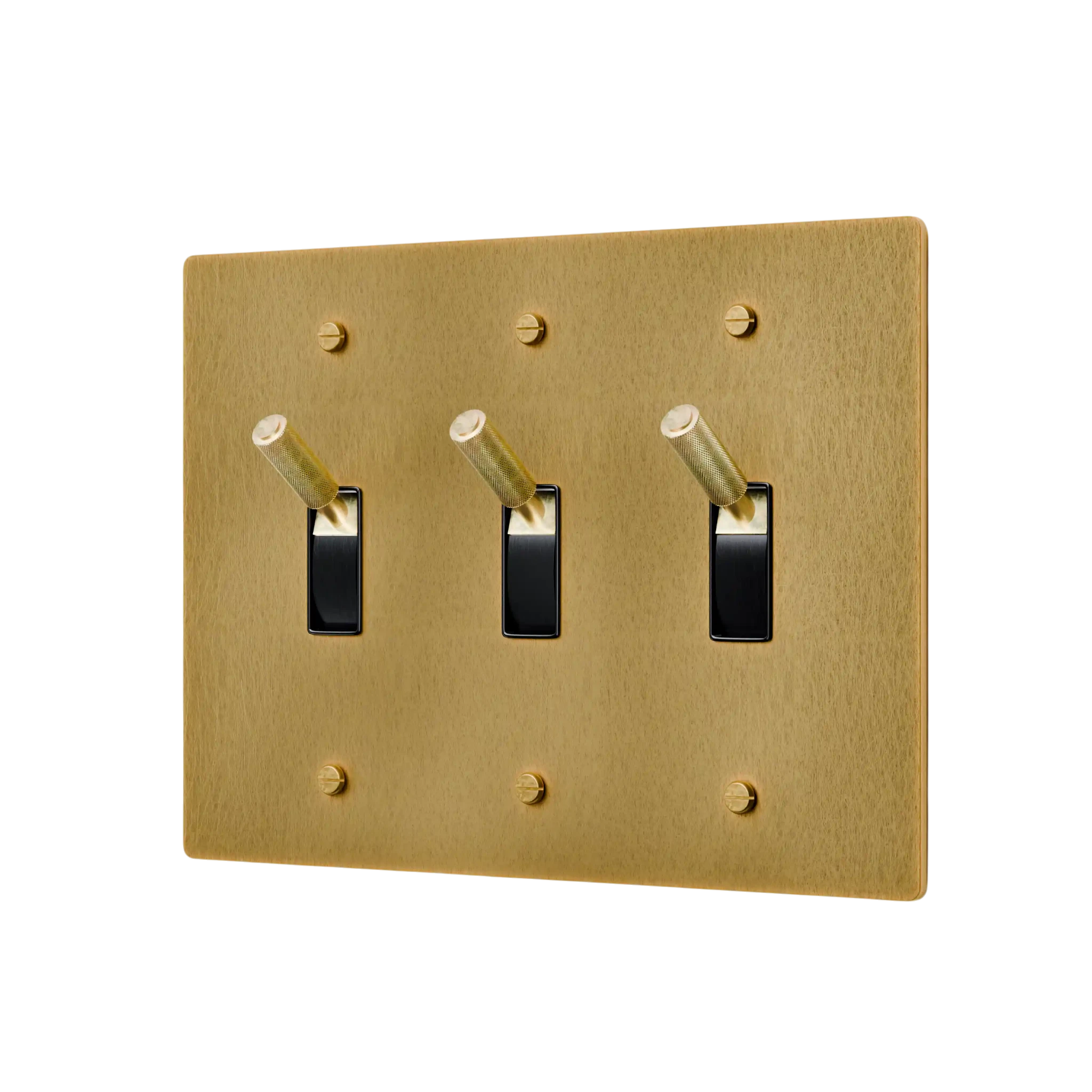 3-Gang Solid Brass Toggle Light Switch