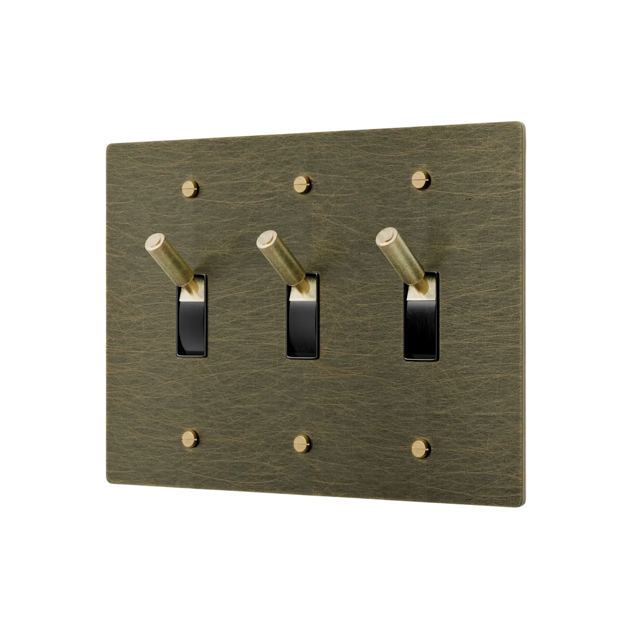 3-Gang Solid Brass Toggle Light Switch