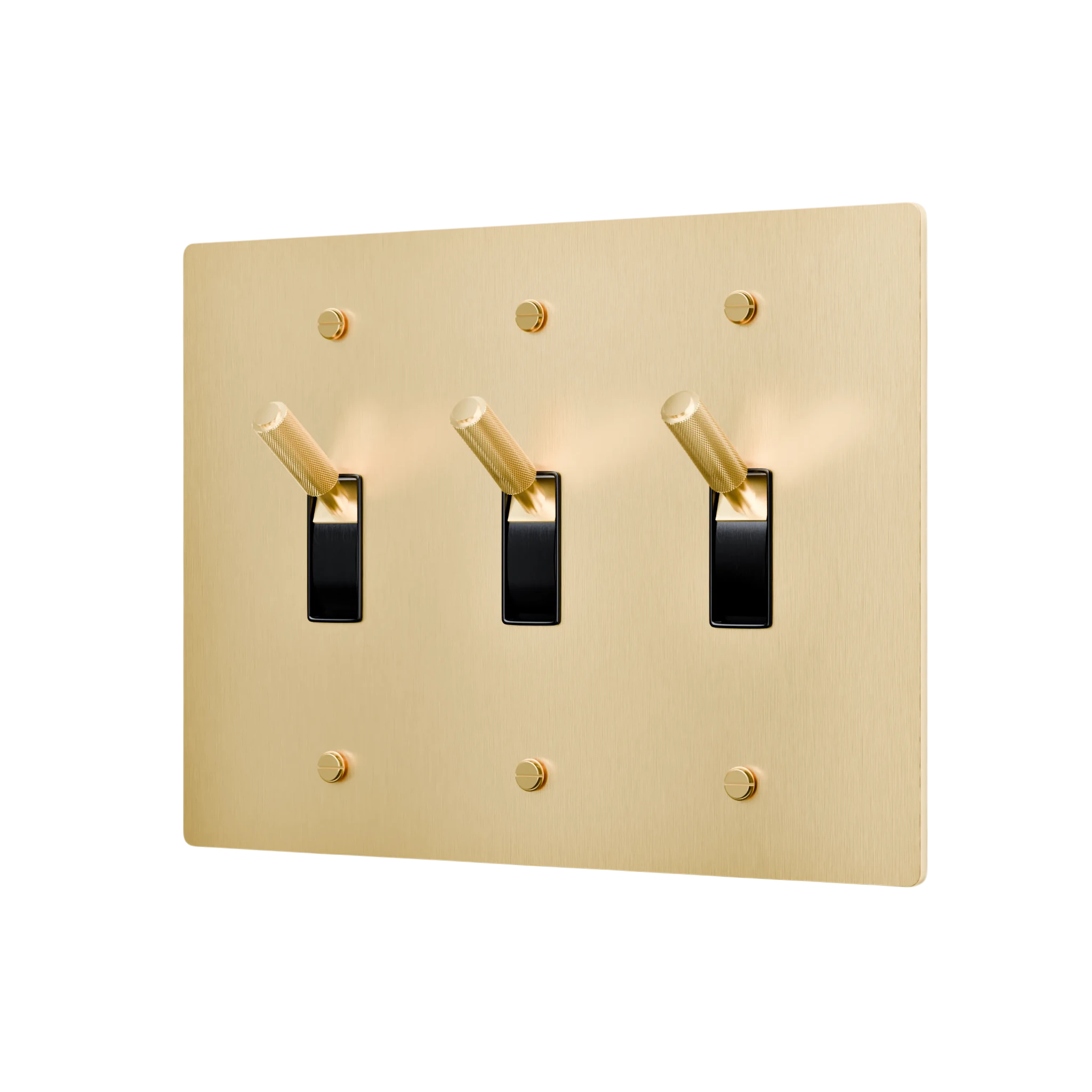 3-Gang Solid Brass Toggle Light Switch