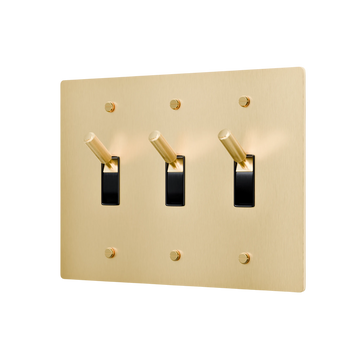 3-Gang Solid Brass Toggle Light Switch