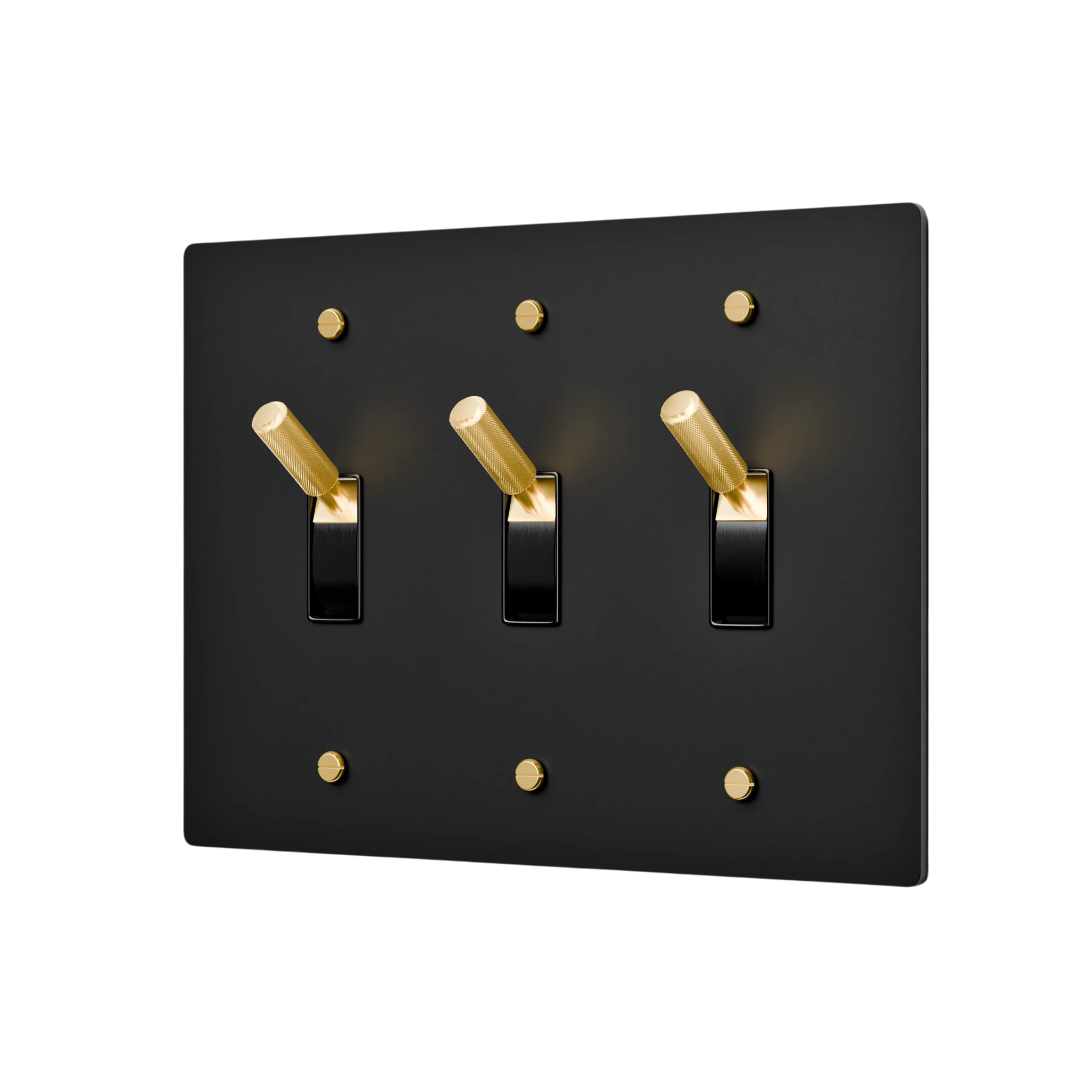 3-Gang Solid Brass Toggle Light Switch