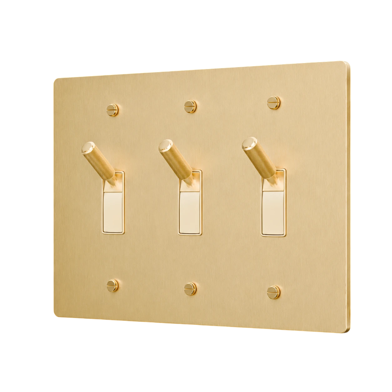 3-Gang Solid Brass Toggle Light Switch