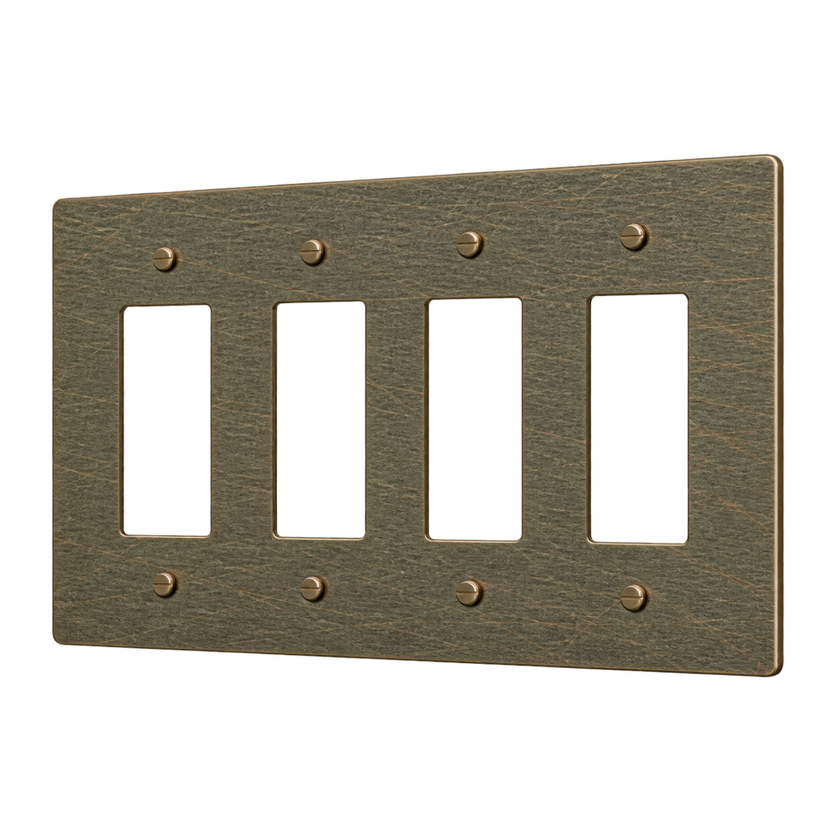 Brass Home Supply 4-Gang Brass Outlet Cover in Aged Bronze (Hand-Brushed)