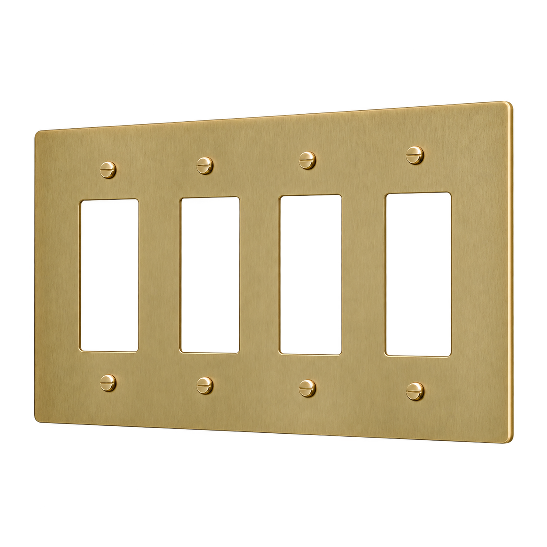 Brass Home Supply 4-Gang Brass Outlet Cover in Satin Brass