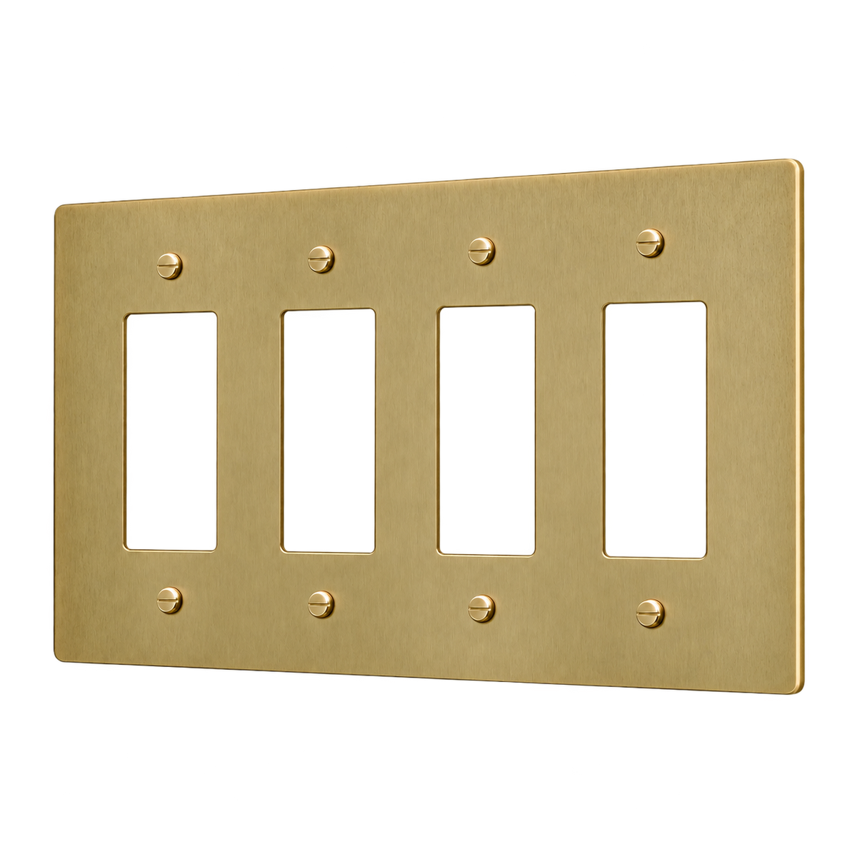 Brass Home Supply 4-Gang Brass Outlet Cover in Antique Brass (Hand-Brushed)