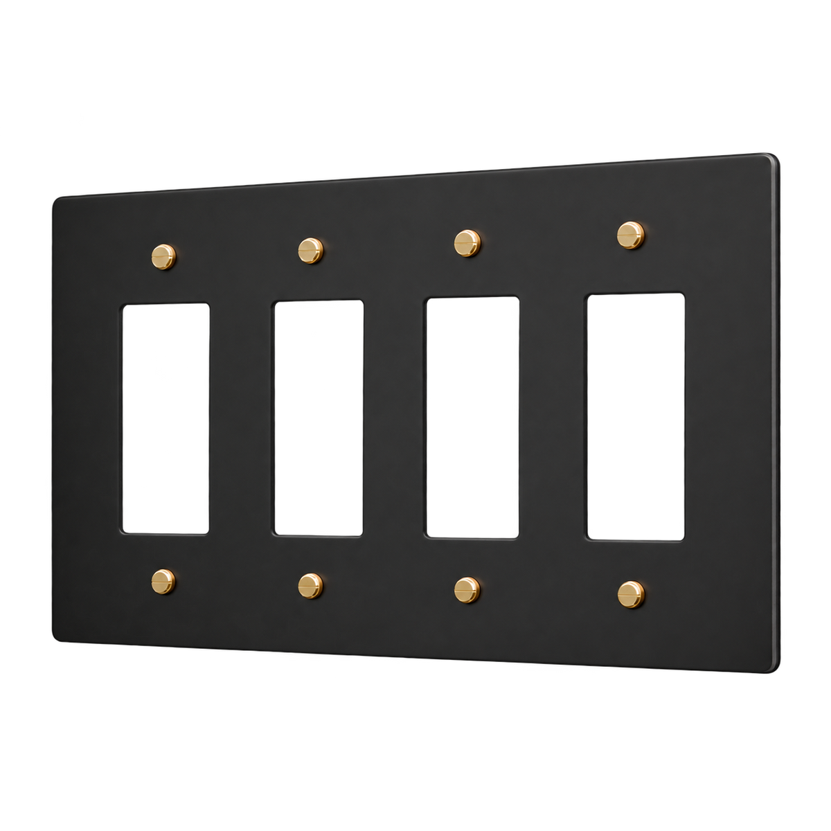 Brass Home Supply 4-Gang Brass Outlet Cover in Matte Black