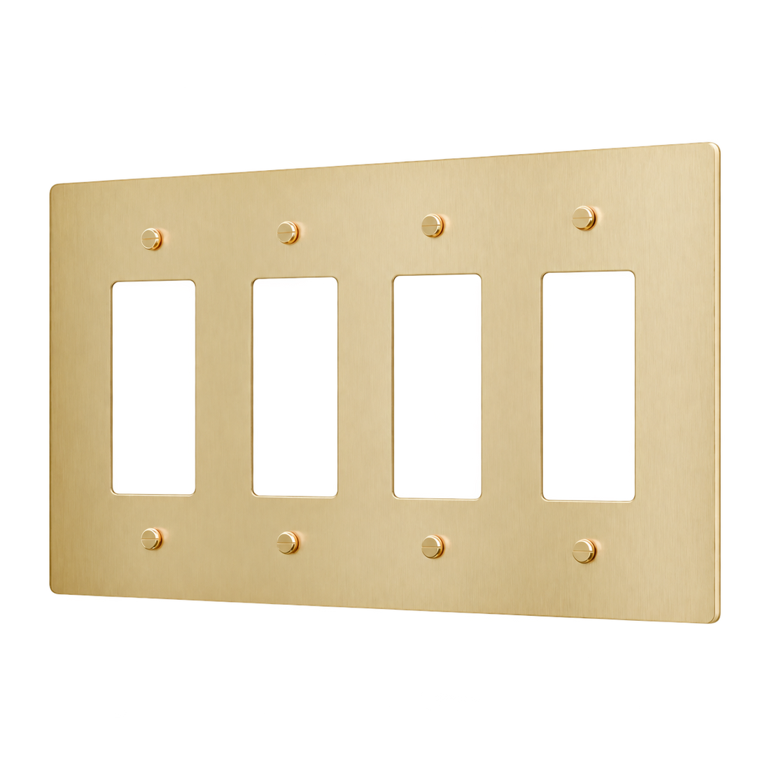 Brass Home Supply 4-Gang Brass Outlet Cover in Satin Brass