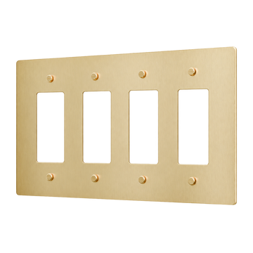 Brass Home Supply 4-Gang Brass Outlet Cover in Satin Brass