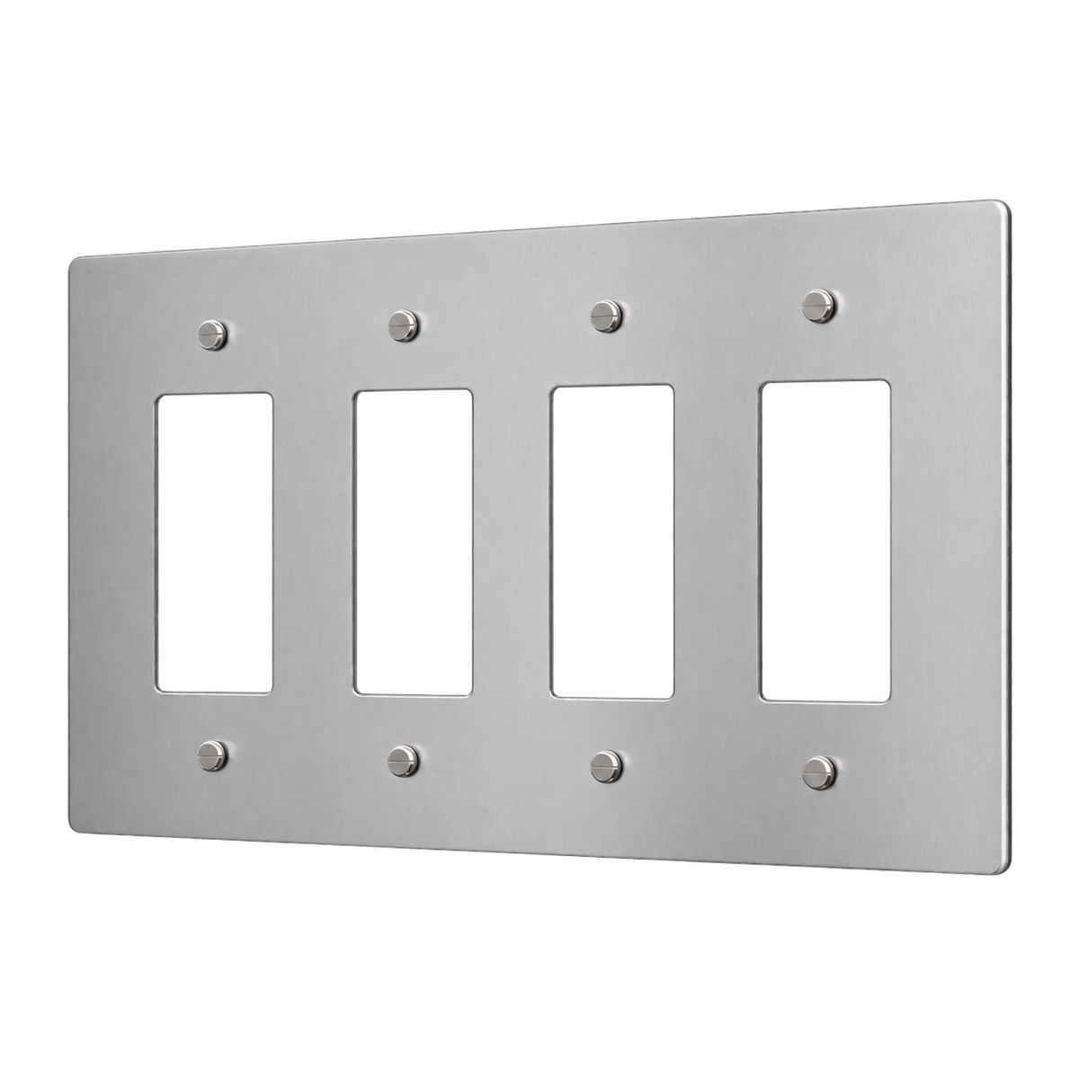 Brass Home Supply 4-Gang Brass Outlet Cover in Stainless Steel