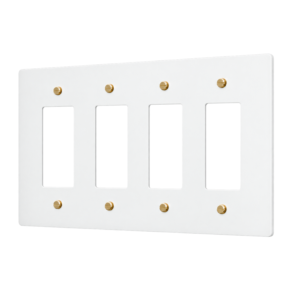 Brass Home Supply 4-Gang Brass Outlet Cover in White