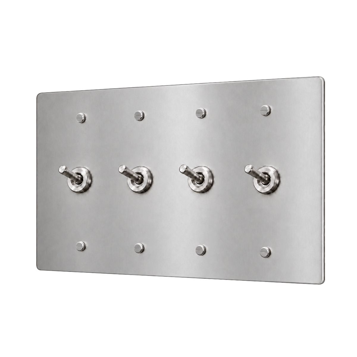 Brass Retro Toggle Switch Plate — 4-Gang — Stainless Steel