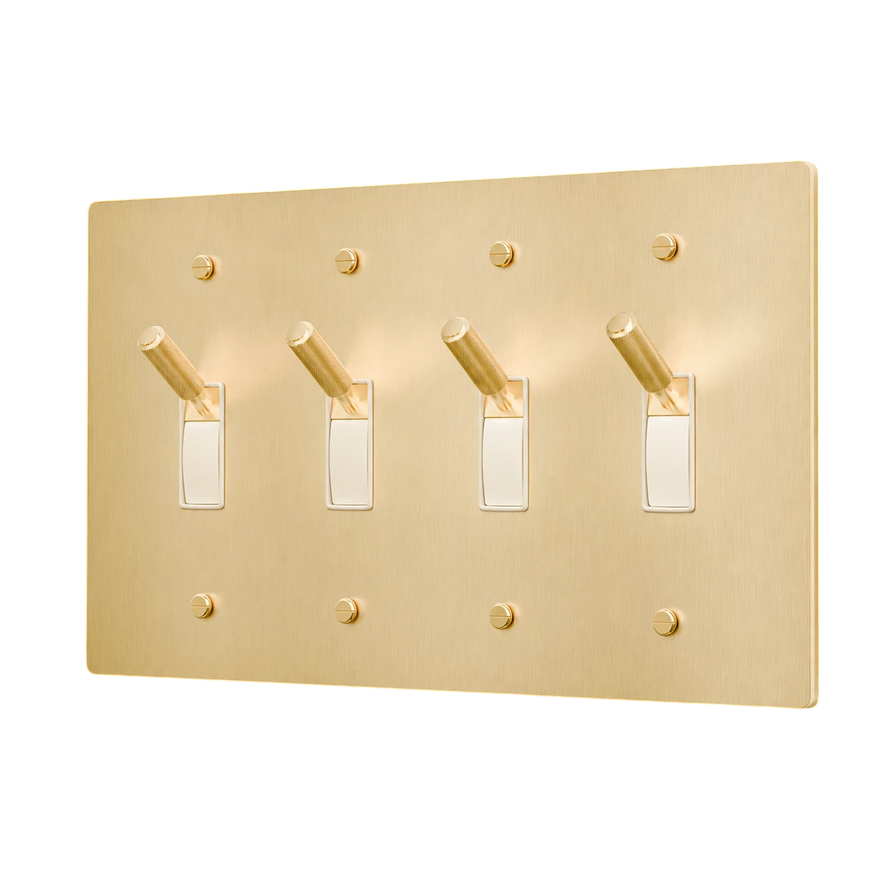 4-Gang Solid Brass Toggle Light Switch