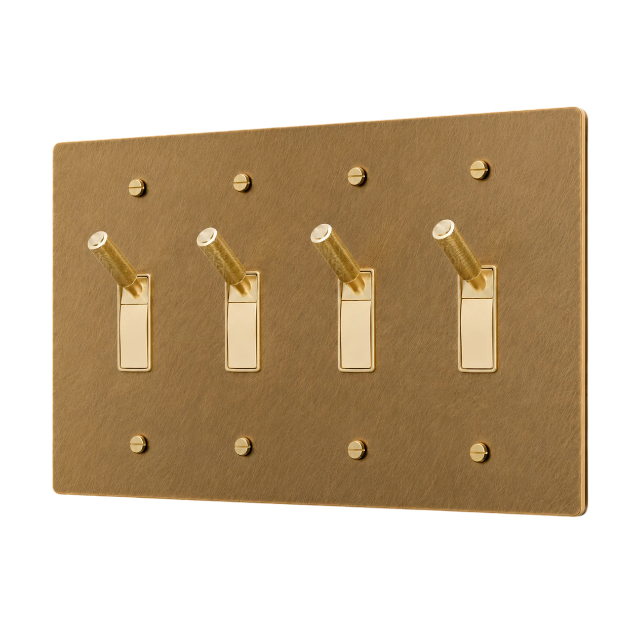 4-Gang Solid Brass Toggle Light Switch
