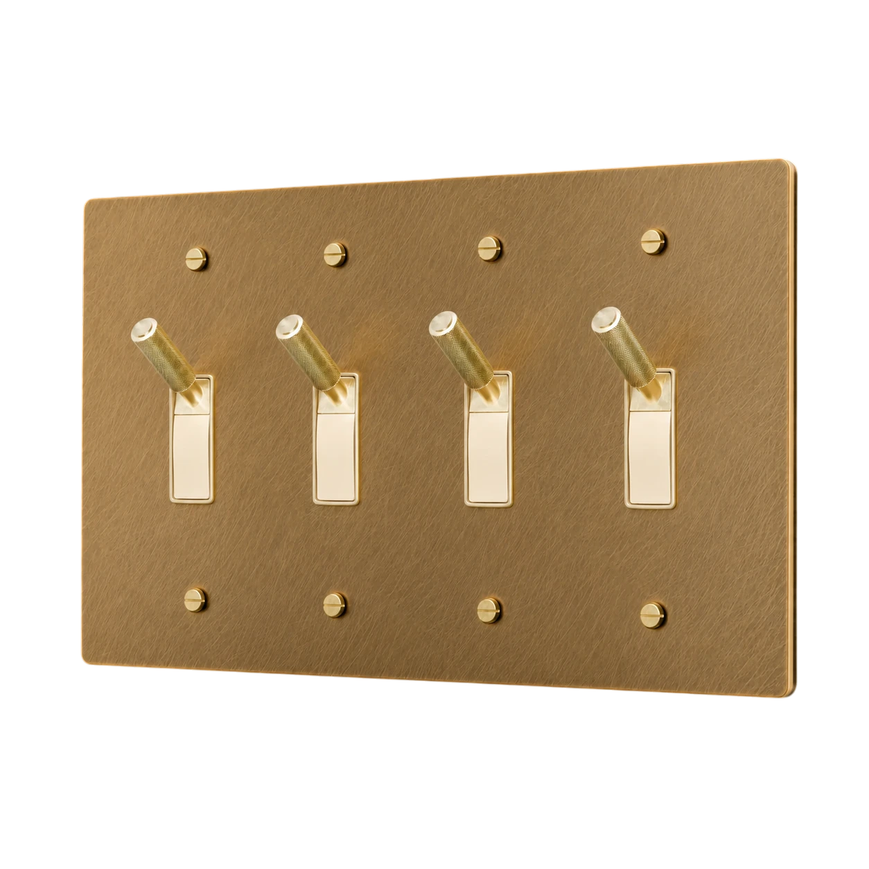 4-Gang Solid Brass Toggle Light Switch