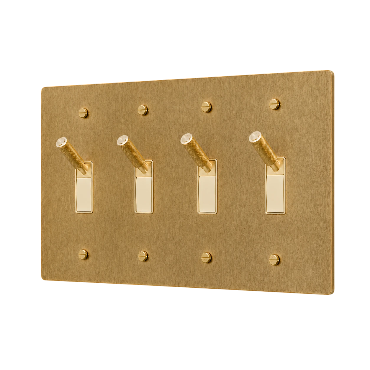 4-Gang Solid Brass Toggle Light Switch