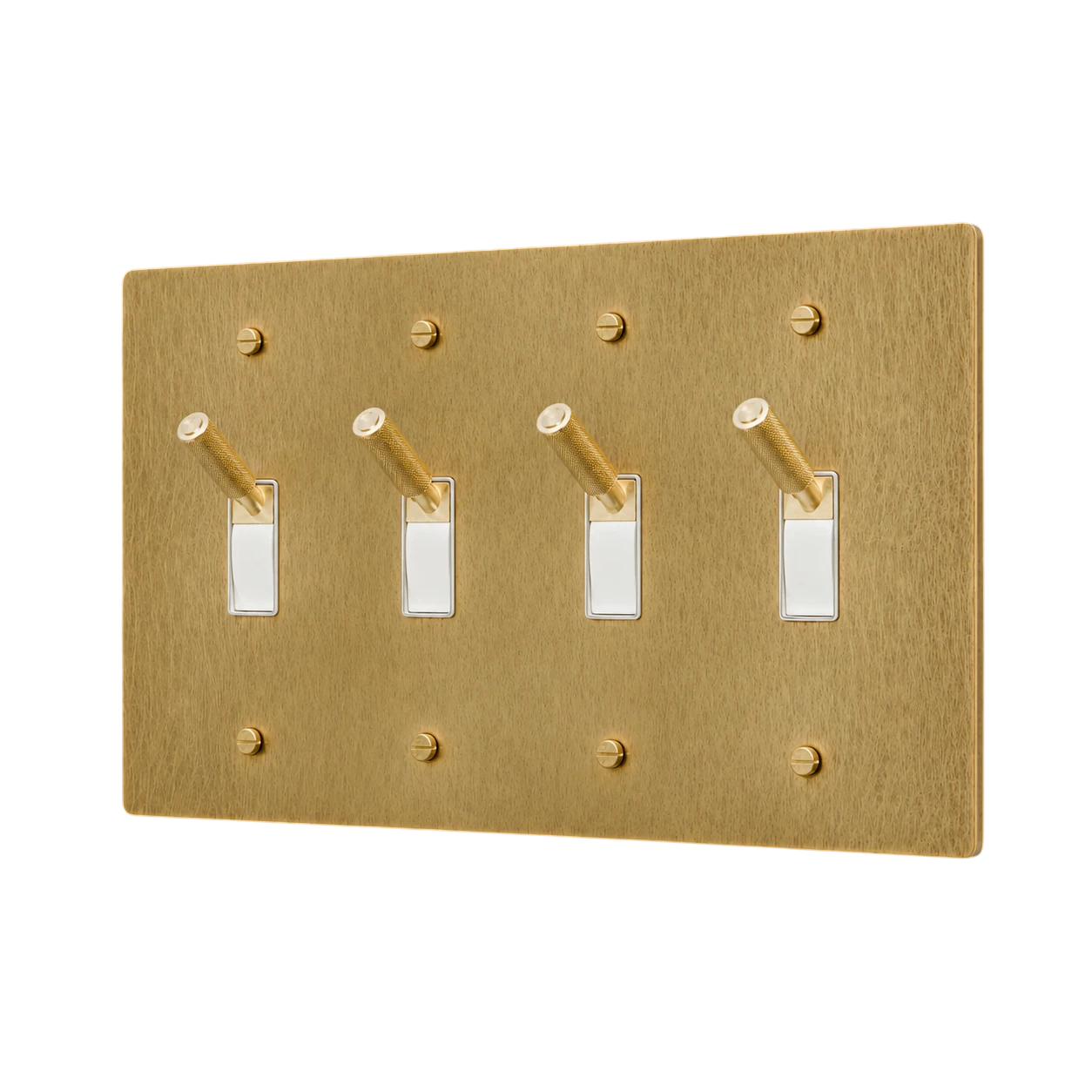 4-Gang Solid Brass Toggle Light Switch