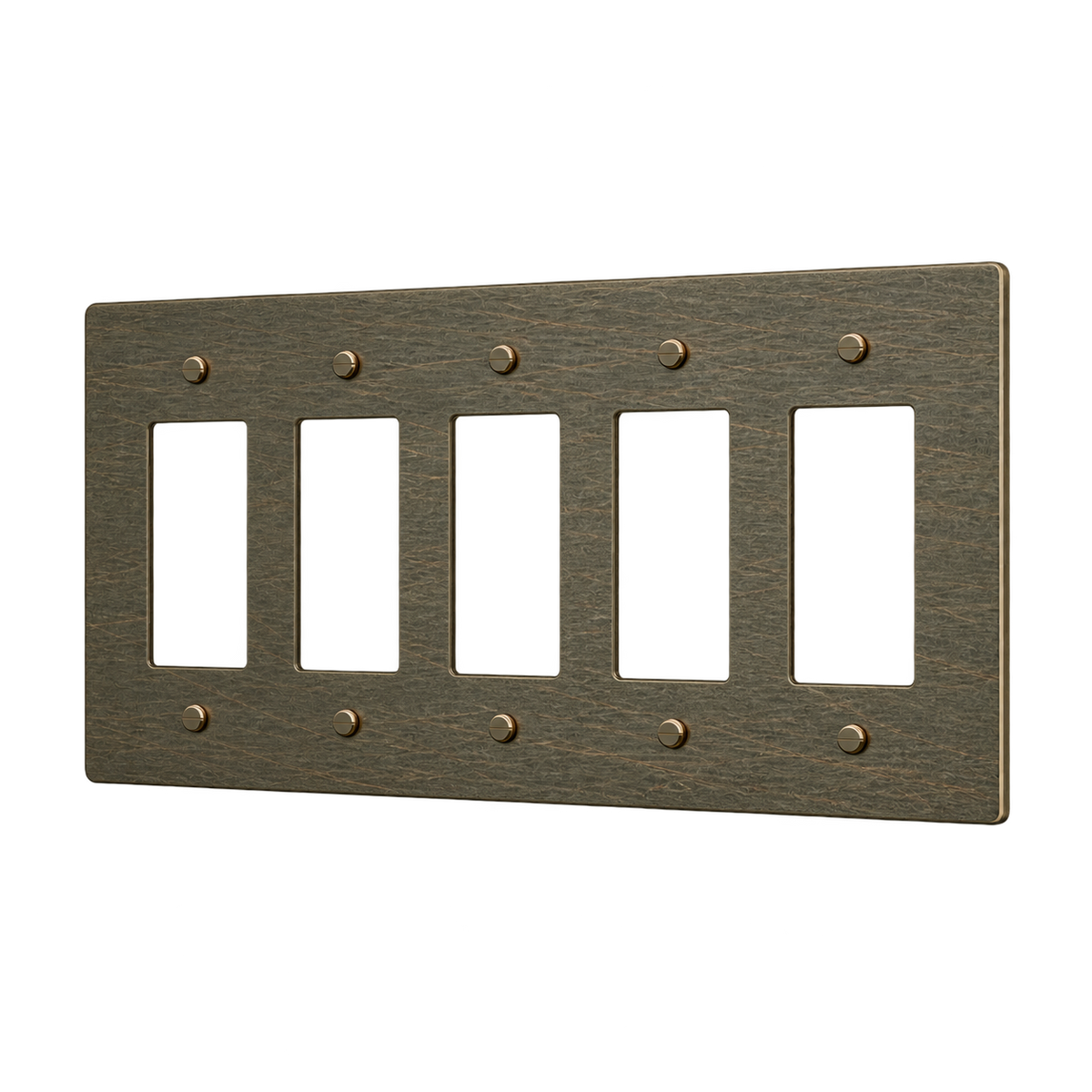 Brass Home Supply 5-Gang Brass Outlet Cover in Aged Bronze (Hand-Brushed)