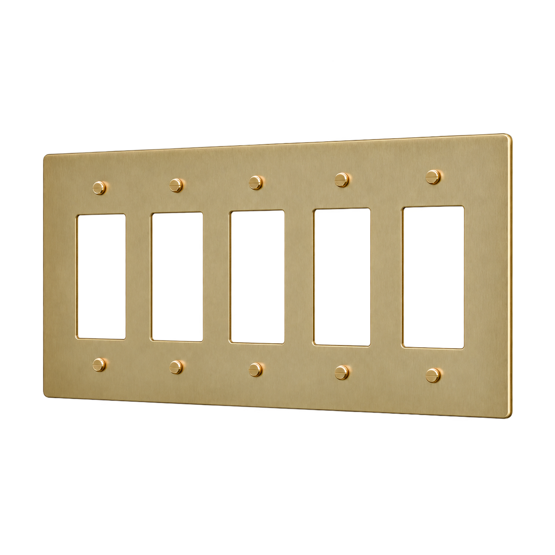 Brass Home Supply 5-Gang Brass Outlet Cover in Satin Brass