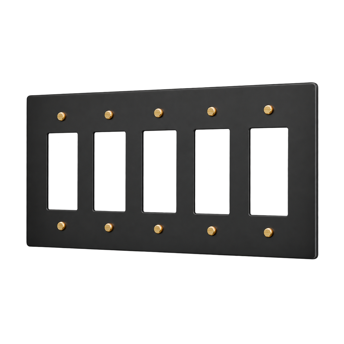 Brass Home Supply 5-Gang Brass Outlet Cover in Matte Black