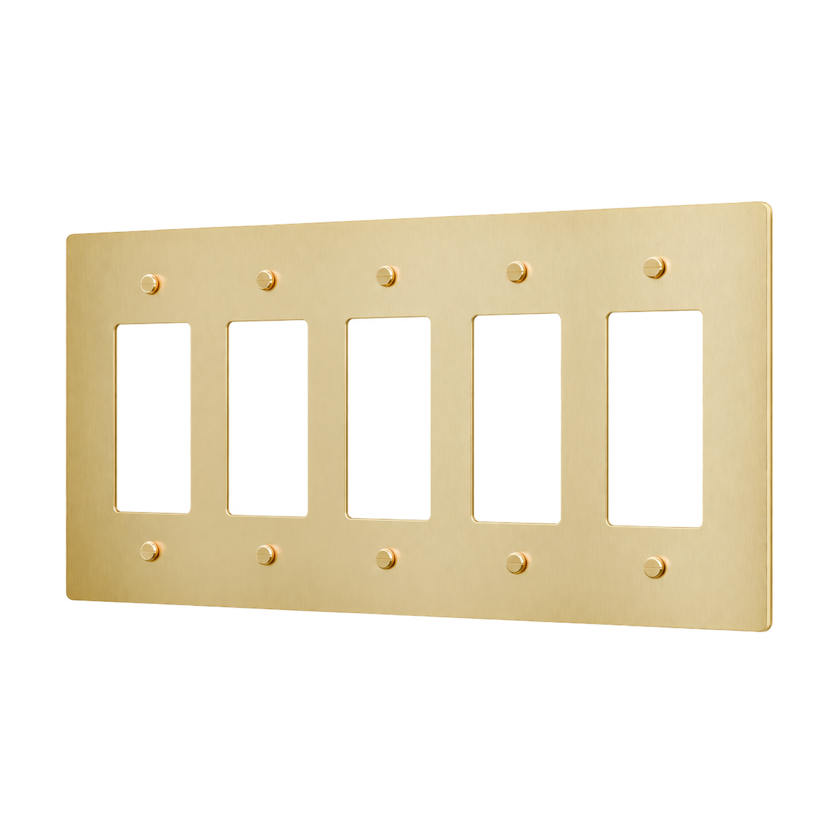 Brass Home Supply 5-Gang Brass Outlet Cover in Satin Brass