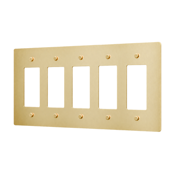 Brass Home Supply 5-Gang Brass Outlet Cover in Satin Brass