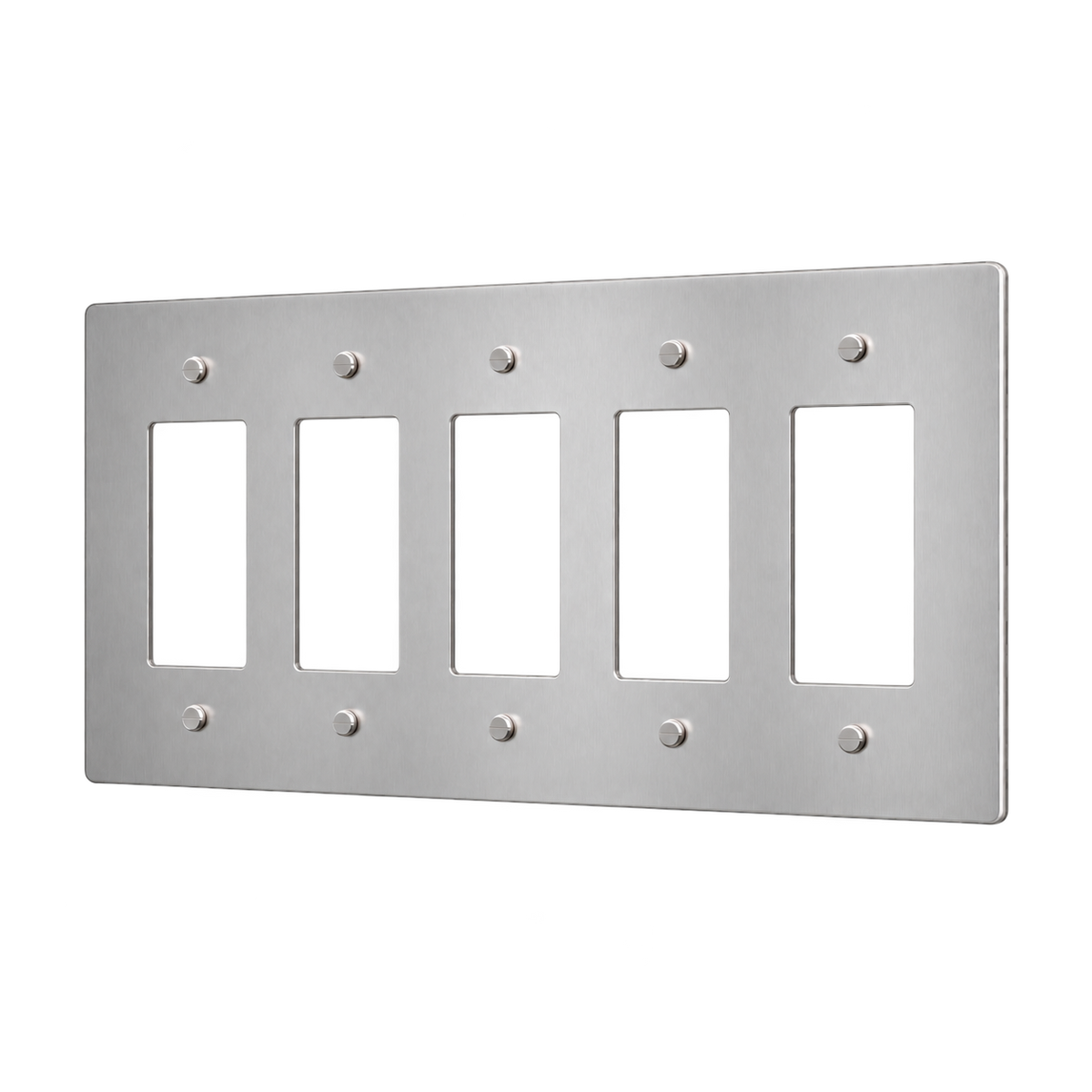 Brass Home Supply 5-Gang Brass Outlet Cover in Stainless Steel