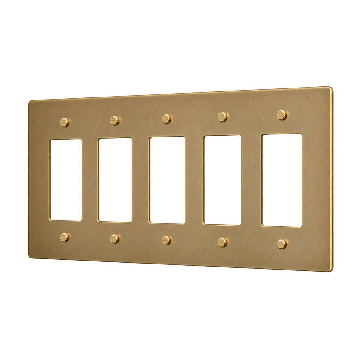 Brass Home Supply 5-Gang Brass Outlet Cover in Unlacquered Antique Brass (Hand-Brushed)