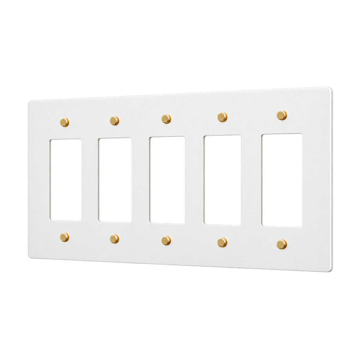 Brass Home Supply 5-Gang Brass Outlet Cover in White