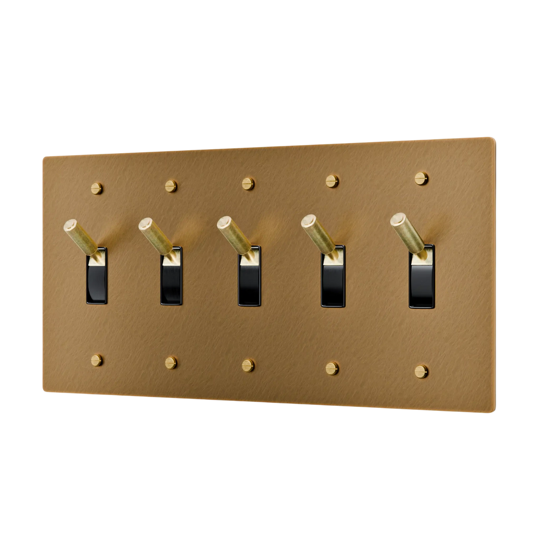 5-Gang Solid Brass Toggle Light Switch