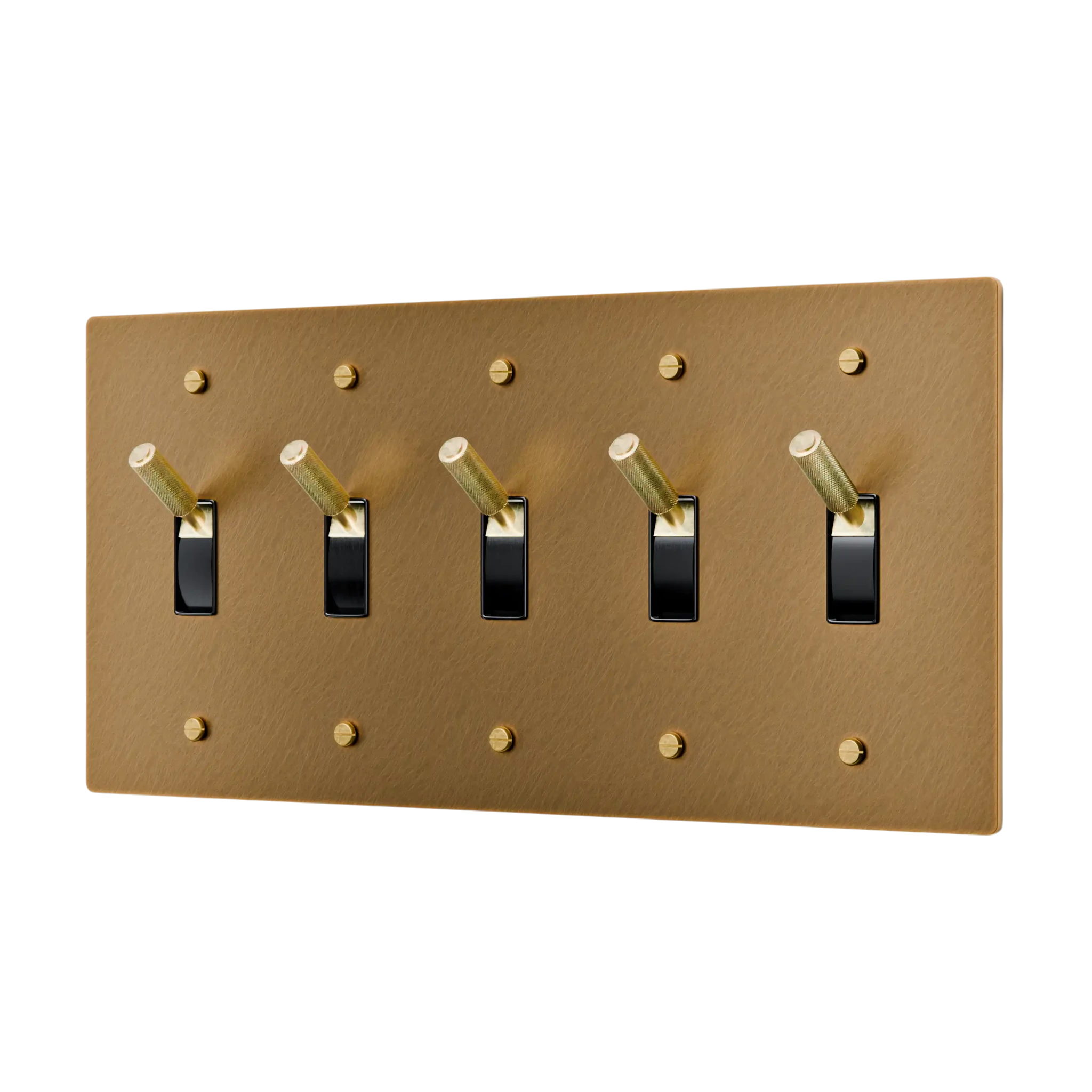 5-Gang Solid Brass Toggle Light Switch