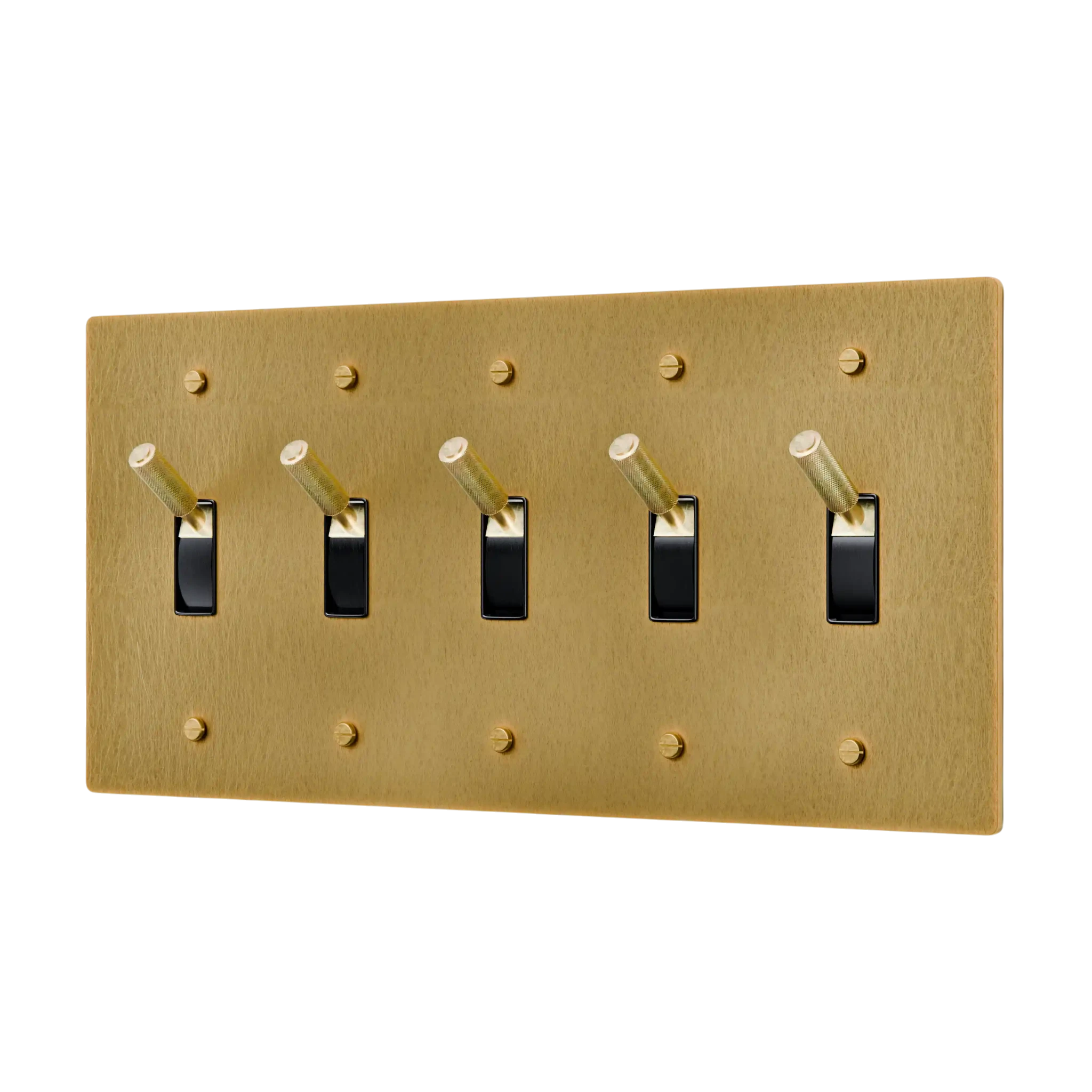 5-Gang Solid Brass Toggle Light Switch
