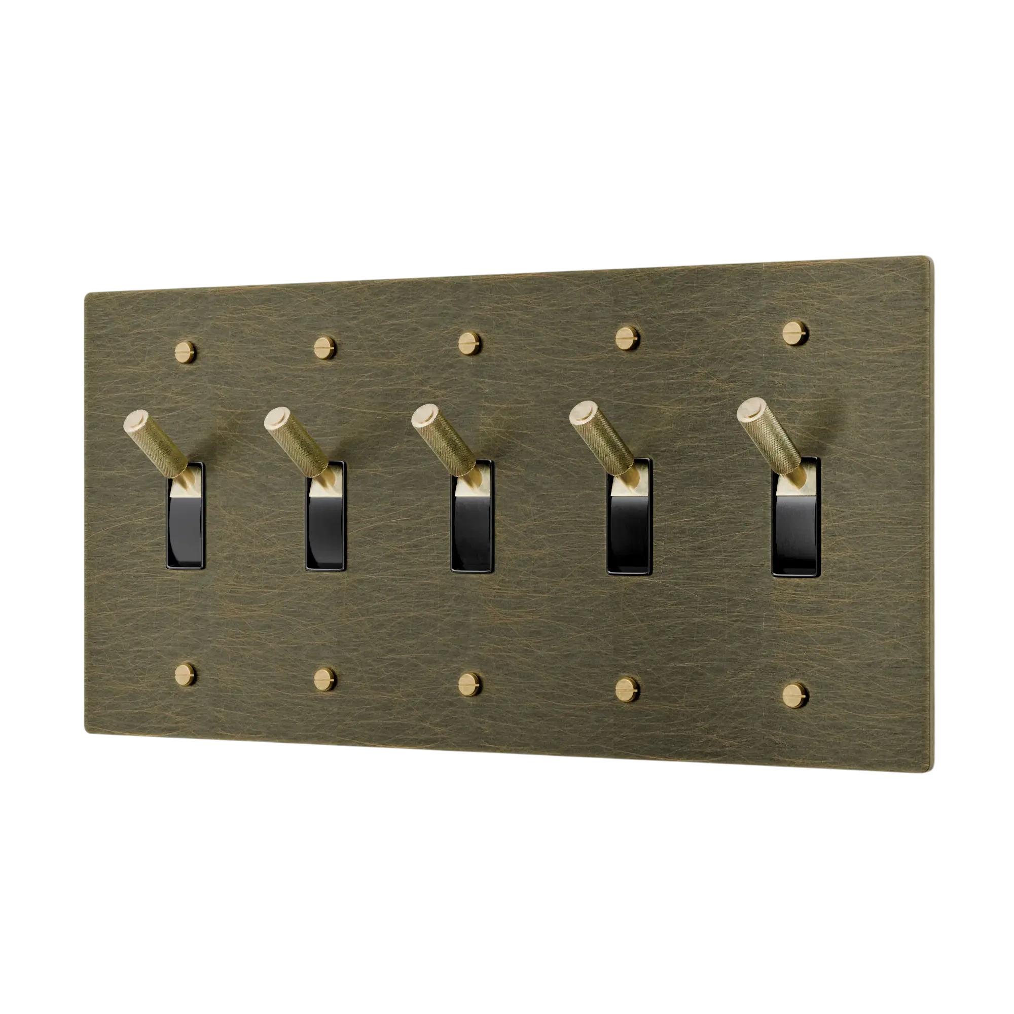 5-Gang Solid Brass Toggle Light Switch