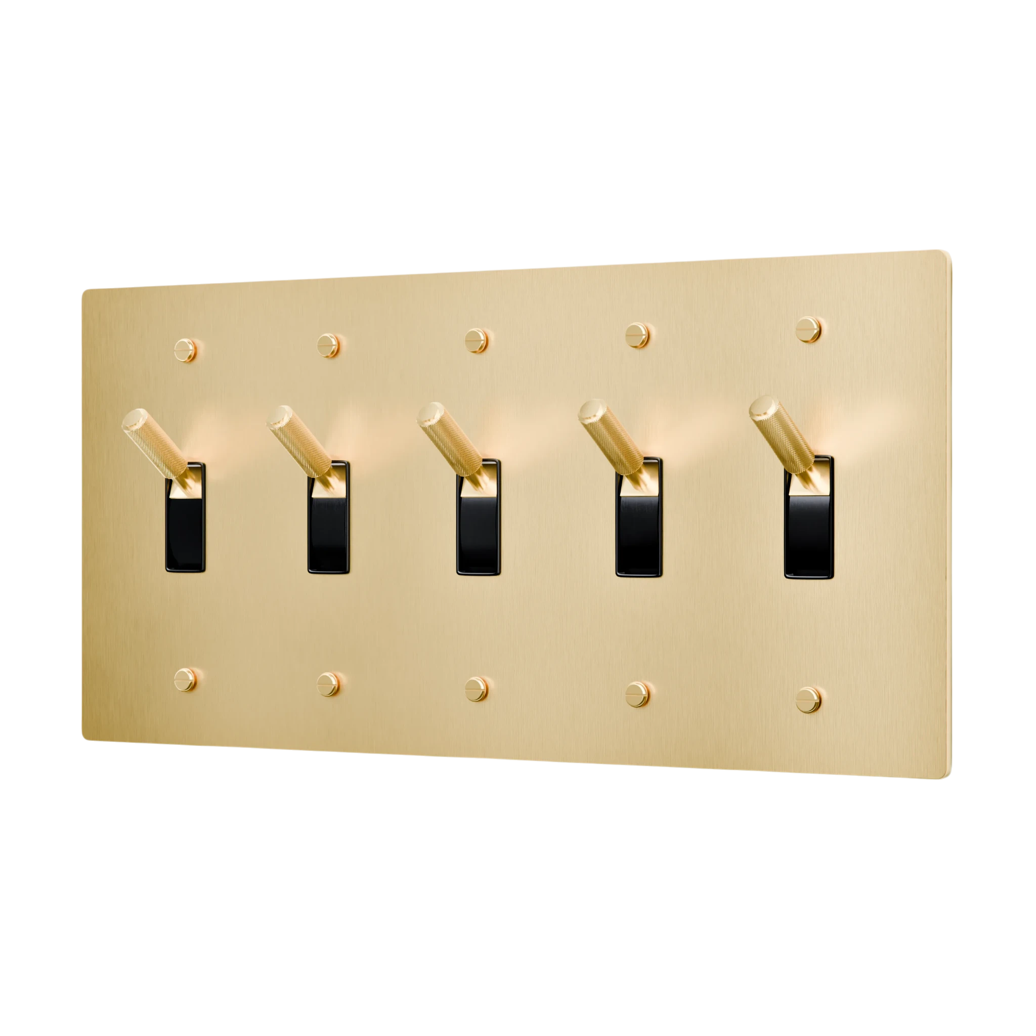 5-Gang Solid Brass Toggle Light Switch