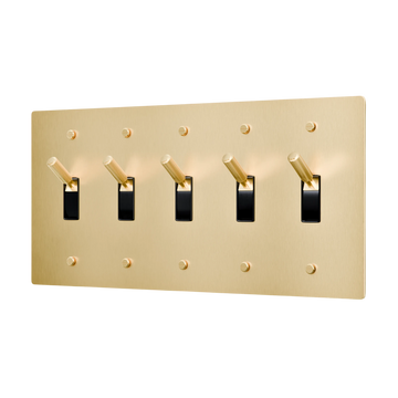 5-Gang Solid Brass Toggle Light Switch