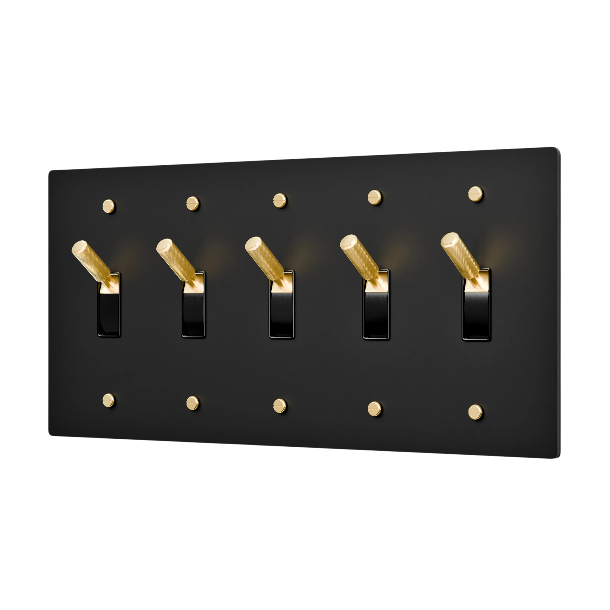 5-Gang Solid Brass Toggle Light Switch