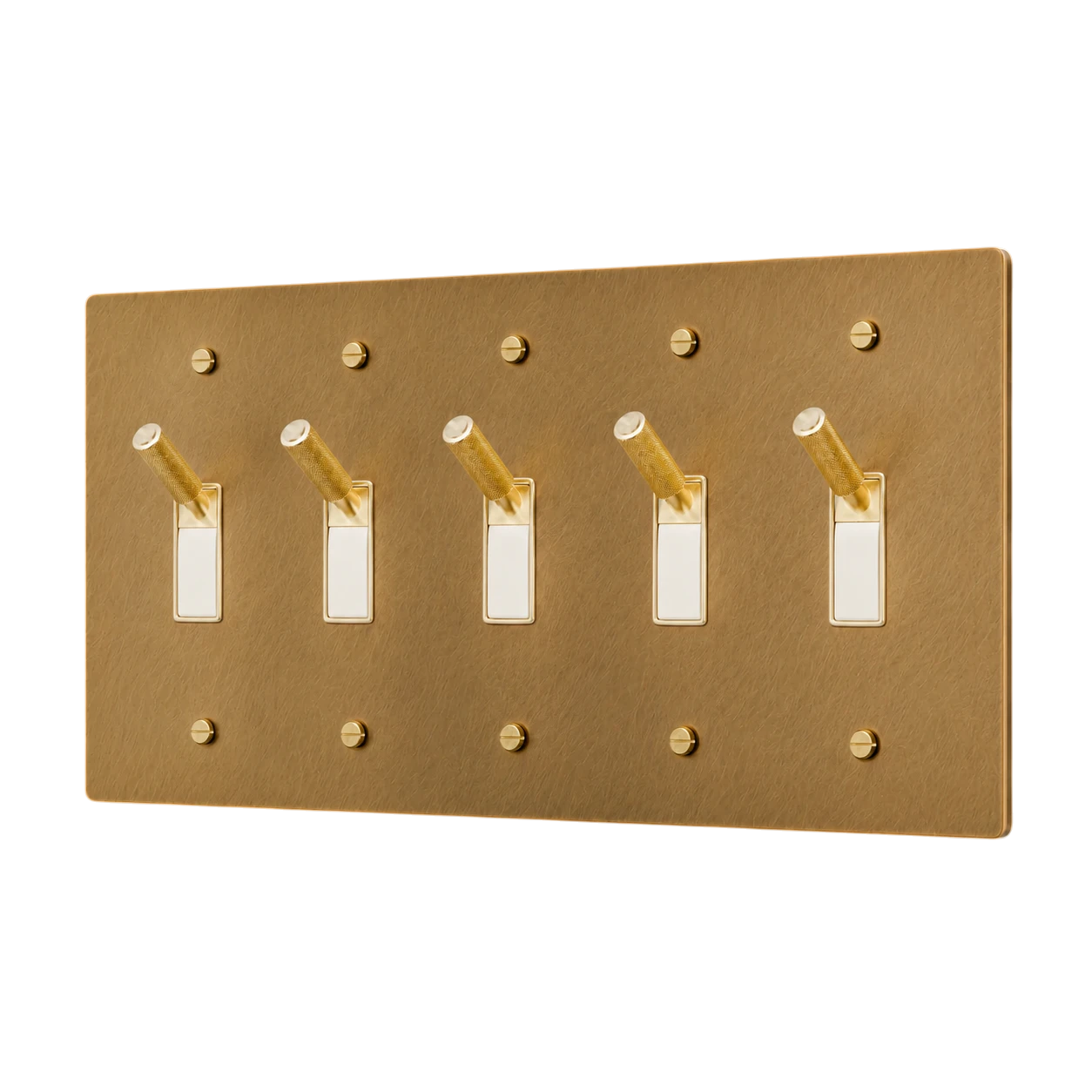 5-Gang Solid Brass Toggle Light Switch