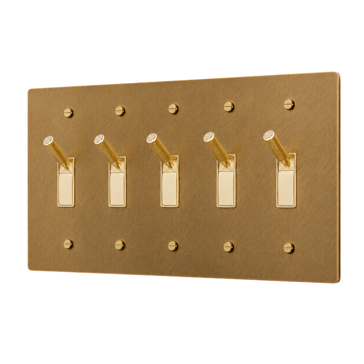 5-Gang Solid Brass Toggle Light Switch