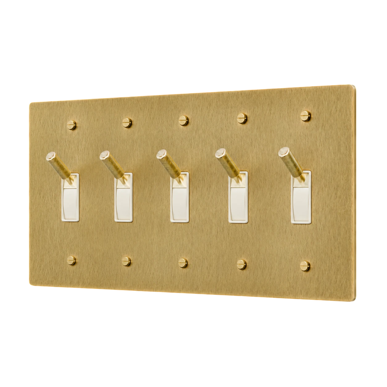 5-Gang Solid Brass Toggle Light Switch