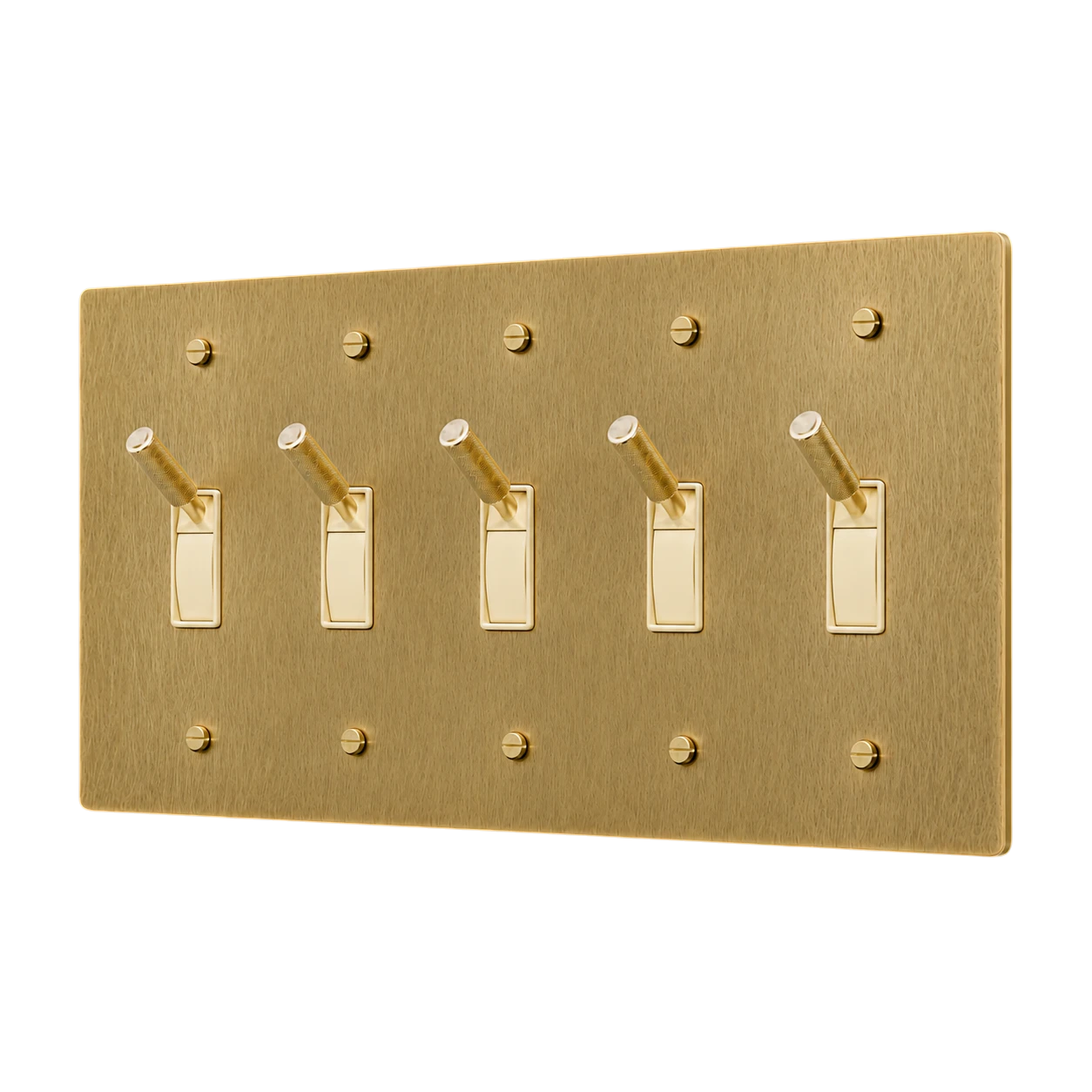 5-Gang Solid Brass Toggle Light Switch