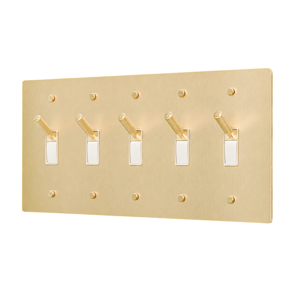5-Gang Solid Brass Toggle Light Switch