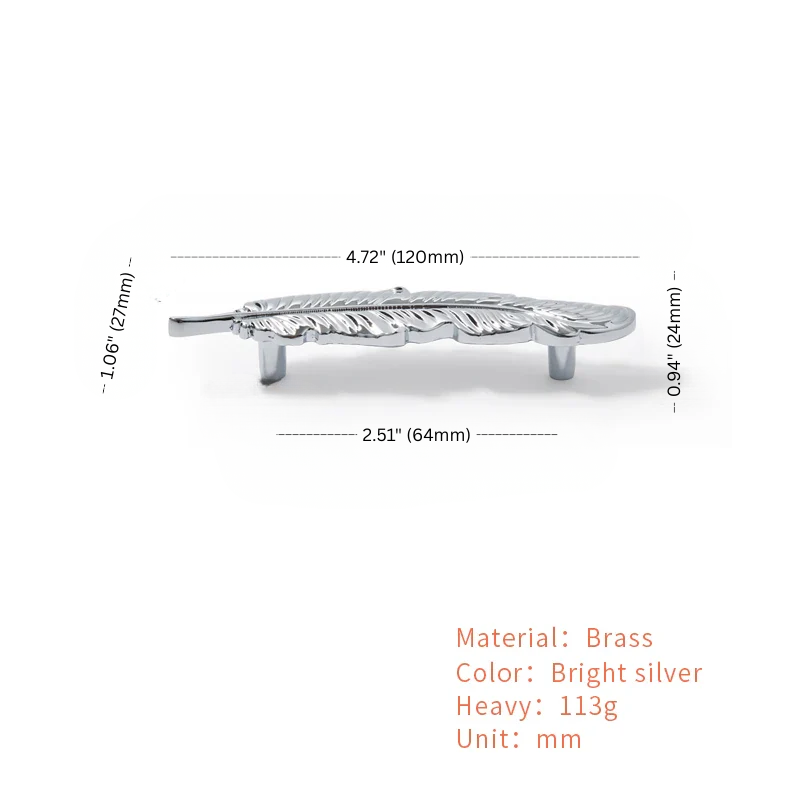 Brass decorative item with dimensions and material details on a white background